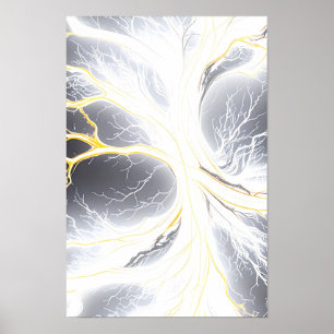 Glowing Energy Tree Abstract Art Poster