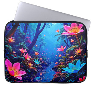 Glowing Ethereal Jungle Oasis Design Laptop Sleeve