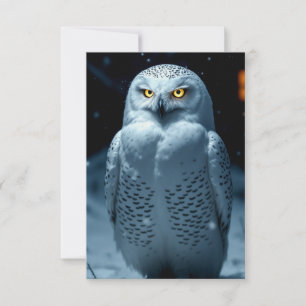 Glowing-Eyed Owl in Snow - Mysterious Alaska Card