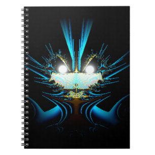 Glowing Eyes Alien Dragon Blue Notebook