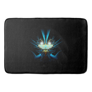 Glowing Eyes Luminous Blue Creature  Bath Mat