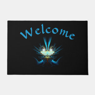 Glowing Eyes Luminous Blue Creature Doormat