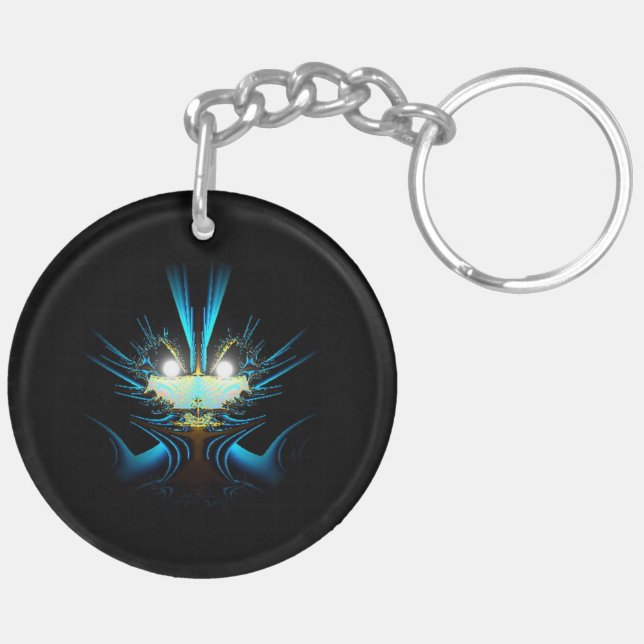 Glowing Eyes Luminous Blue Creature  Key Ring (Back Right)