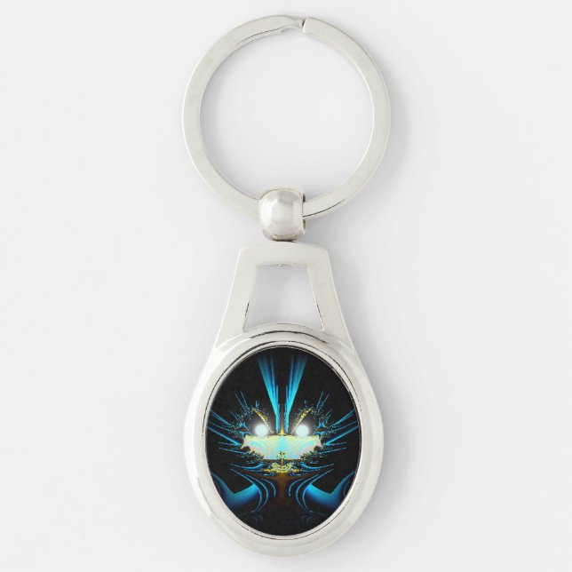 Glowing Eyes Luminous Blue Creature  Key Ring (Front)