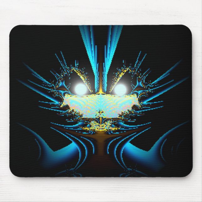 Glowing Eyes Luminous Blue Creature  Mouse Pad (Front)