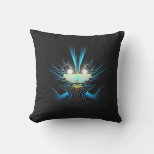 Glowing Eyes Luminous Blue Creature Outdoor Cushion