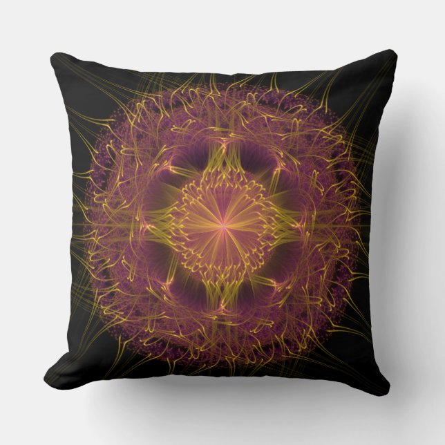 Glowing fairy fractal pattern cushion (Front)