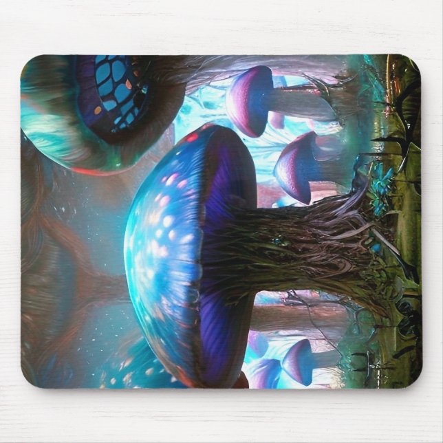 Glowing fantastic mushrooms mouse pad (Front)