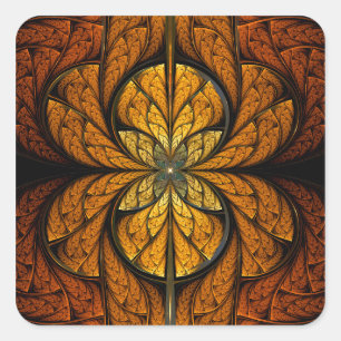 Glowing Feathers fractal art Square Sticker