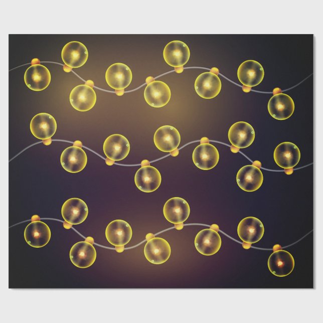 Glowing festive string lights wrapping paper (Flat)