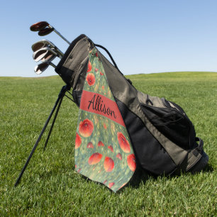 Glowing field of red poppies, personalizable  golf towel