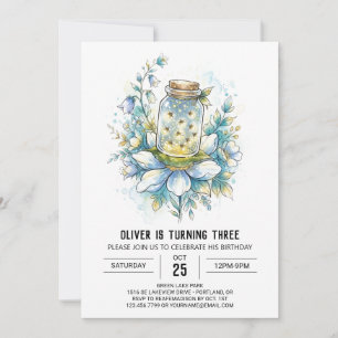 Glowing Firefly Jar Birthday Invitation
