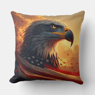 Glowing Flag Patriotic Eagle USA Pride Cushion