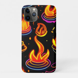 Glowing Flame Icons on Dark Canvas iPhone 11 Pro Case