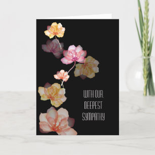 Glowing Flowers on Black Sympathy Card