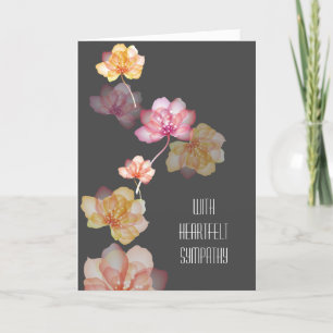 Glowing Flowers on Grey Sympathy Card