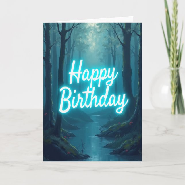 Glowing Forest Birthday Card (Front)