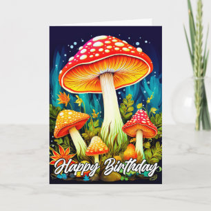 Glowing Forest Mushroom Illustration Card