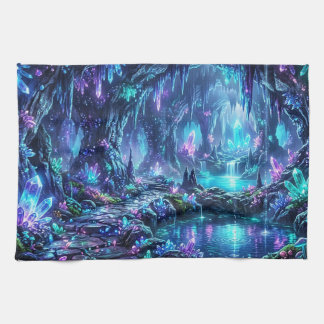 Glowing Forest with Lake Tea Towel