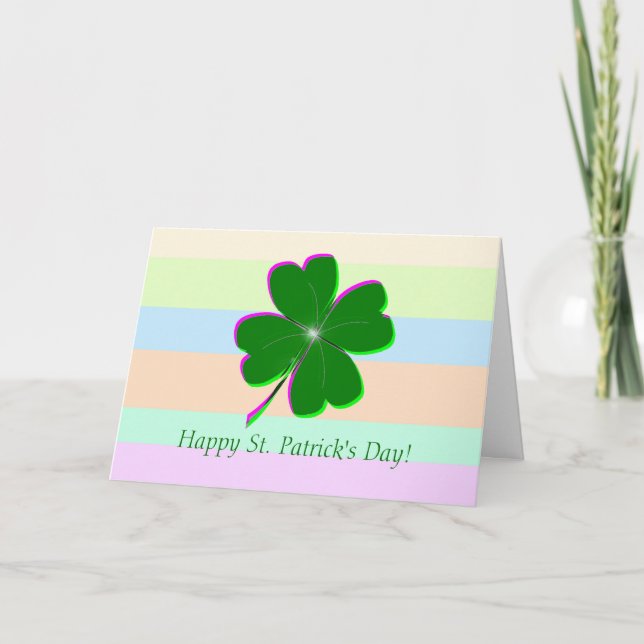 Glowing Four Leaf Clover Card (Front)