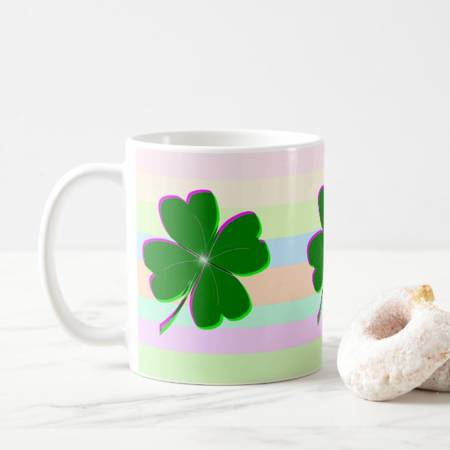 Glowing Four Leaf Clover Mug (With Donut)