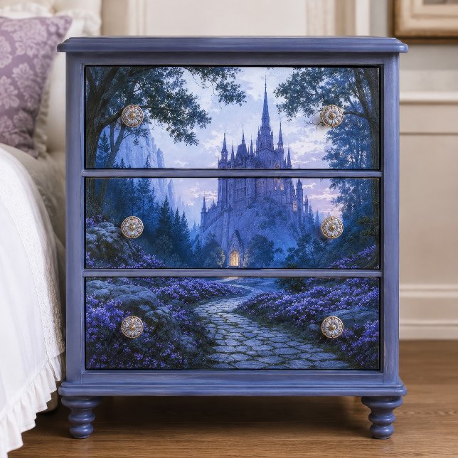 Glowing Gate Blue Gothic Fantasy Castle Decoupage Tissue Paper (Creator Uploaded)