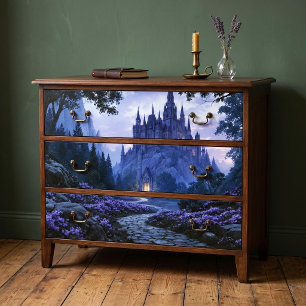Glowing Gate Blue Gothic Fantasy Castle Decoupage Tissue Paper