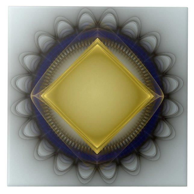 Glowing geometric ornament ceramic tile (Front)