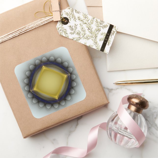 Glowing geometric ornament square sticker (Gifting)