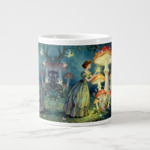 Glowing giant mushroom garden large coffee mug
