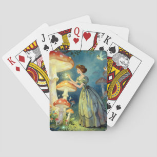 Glowing giant mushroom garden playing cards