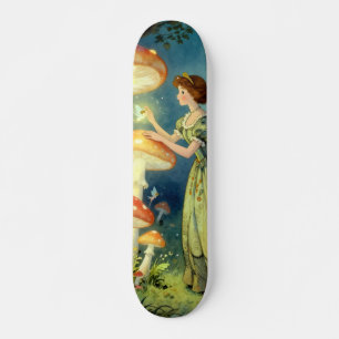Glowing giant mushroom garden skateboard
