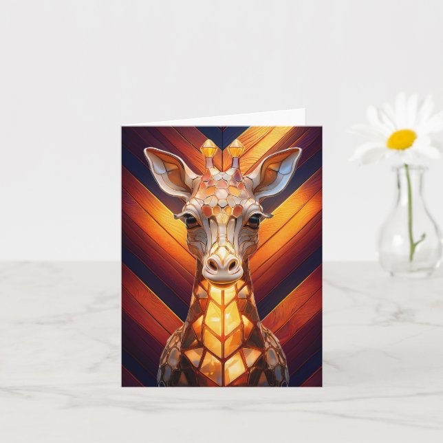 Glowing Giraffe on Chevron  Card (Small Plant)