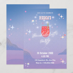 Glowing glass of cocktail bachelorette invitation