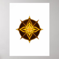 Glowing Golden Compass Rose on Dark Circle