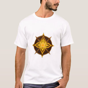 Glowing Golden Compass Rose on Dark Circle T-Shirt