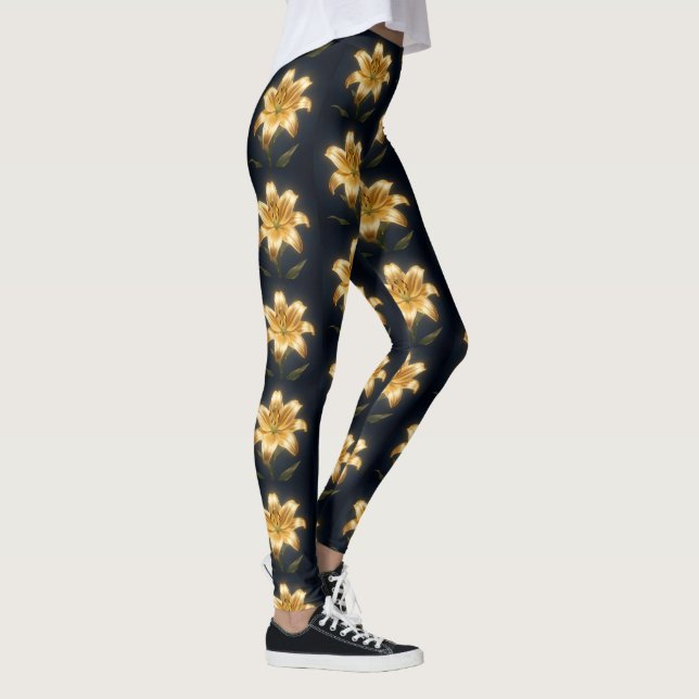 Glowing golden lily flower leggings (Right)