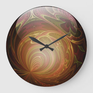Glowing Golden, Textured Glass Marble Abstract Large Clock