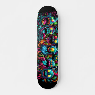Glowing graffiti monsters designs skateboard