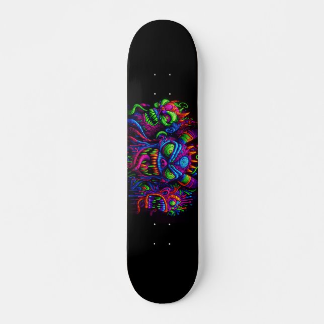 Glowing graffiti monsters designs skateboard (Front)