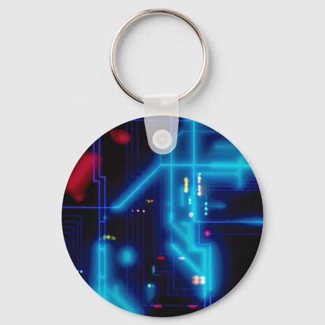 Glowing graphic circuit board key ring (Front)