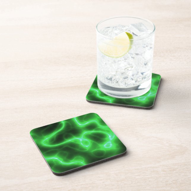 Glowing Green Abstract Electricity Coaster (Right Side)
