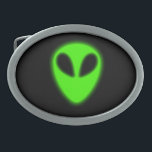 Glowing Green Alien Belt Buckle<br><div class="desc">Glowing green alien (Not glow in the dark).</div>