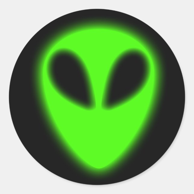 Glowing Green Alien Sticker (Front)
