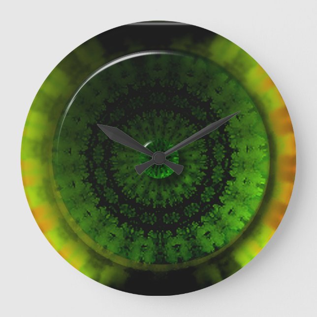 Glowing Green Luminosity Round (Large) Wall Clock (Front)