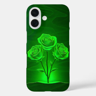 Glowing Green Roses Art iPhone Case