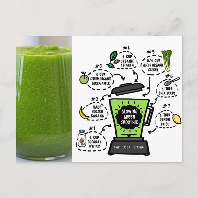 Glowing Green Smoothie Recipe Postcard (Front)