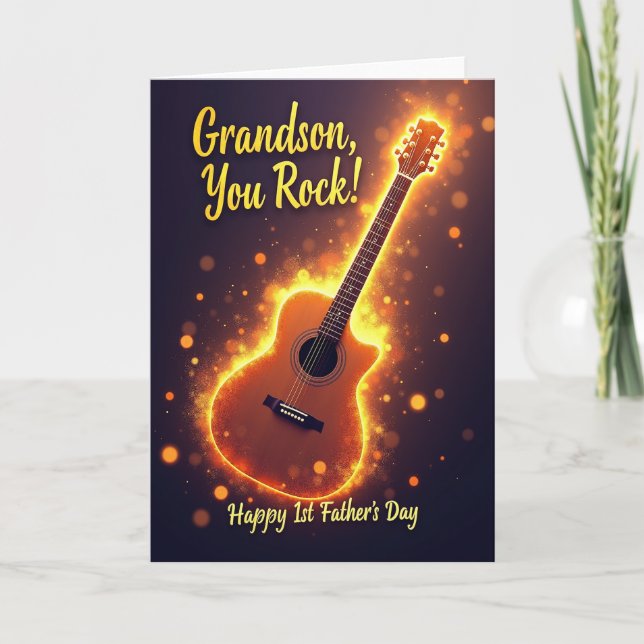 Glowing Guitar Sons Day Card (Front)