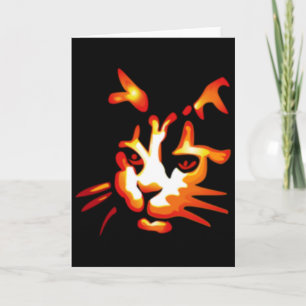 Glowing Halloween Cat Face Card