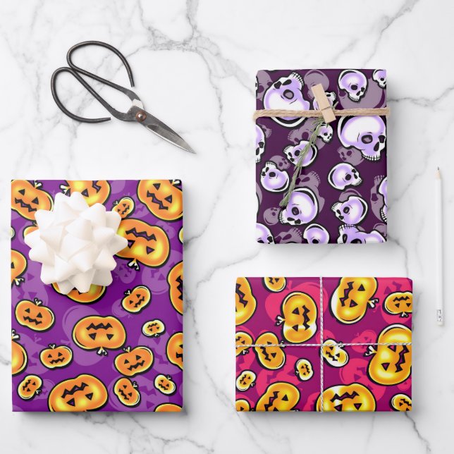 Glowing Halloween Wrapping Paper Sheet (Front)